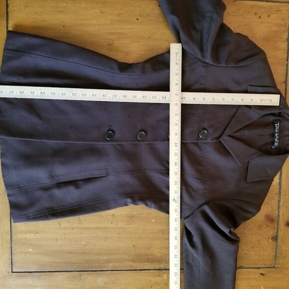 Tahari 100% Silk Jacket Brown Classic Blazer Sz 4 Small - Picture 12 of 12